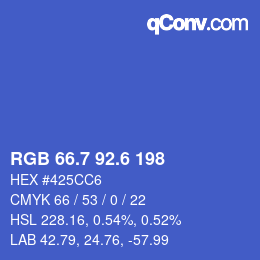カラーコード: RGB 66.7 92.6 198 | qconv.com