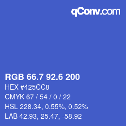 カラーコード: RGB 66.7 92.6 200 | qconv.com