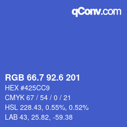 カラーコード: RGB 66.7 92.6 201 | qconv.com
