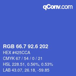 カラーコード: RGB 66.7 92.6 202 | qconv.com
