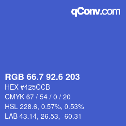 カラーコード: RGB 66.7 92.6 203 | qconv.com
