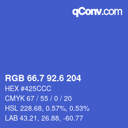 カラーコード: RGB 66.7 92.6 204 | qconv.com