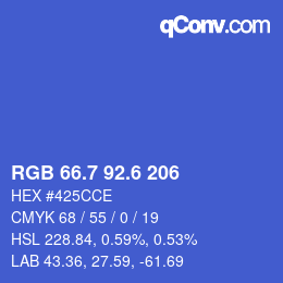カラーコード: RGB 66.7 92.6 206 | qconv.com