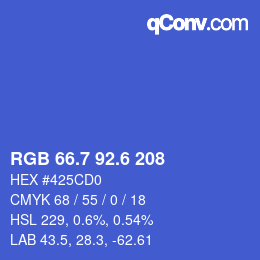 カラーコード: RGB 66.7 92.6 208 | qconv.com