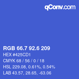カラーコード: RGB 66.7 92.6 209 | qconv.com