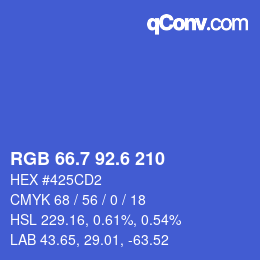 カラーコード: RGB 66.7 92.6 210 | qconv.com