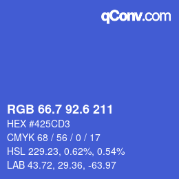 カラーコード: RGB 66.7 92.6 211 | qconv.com