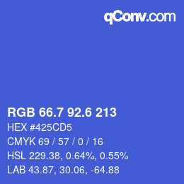 カラーコード: RGB 66.7 92.6 213 | qconv.com