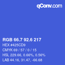 カラーコード: RGB 66.7 92.6 217 | qconv.com