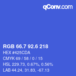 カラーコード: RGB 66.7 92.6 218 | qconv.com