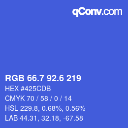 カラーコード: RGB 66.7 92.6 219 | qconv.com
