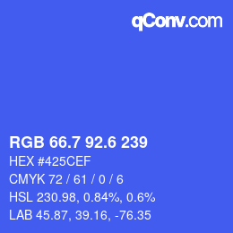 カラーコード: RGB 66.7 92.6 239 | qconv.com