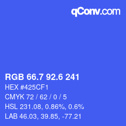 カラーコード: RGB 66.7 92.6 241 | qconv.com
