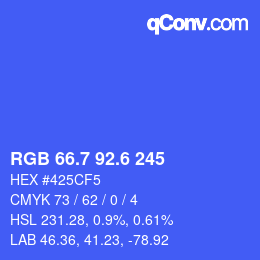 カラーコード: RGB 66.7 92.6 245 | qconv.com