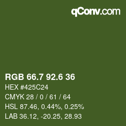 カラーコード: RGB 66.7 92.6 36 | qconv.com