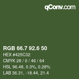 カラーコード: RGB 66.7 92.6 50 | qconv.com