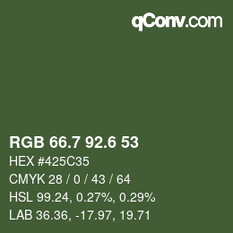 カラーコード: RGB 66.7 92.6 53 | qconv.com