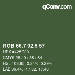 カラーコード: RGB 66.7 92.6 57 | qconv.com