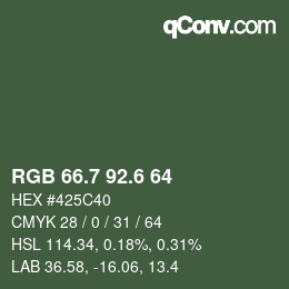 カラーコード: RGB 66.7 92.6 64 | qconv.com