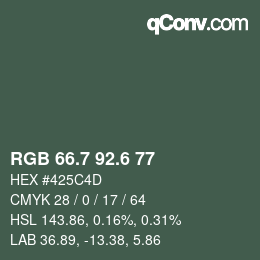カラーコード: RGB 66.7 92.6 77 | qconv.com