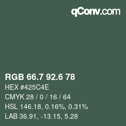 カラーコード: RGB 66.7 92.6 78 | qconv.com