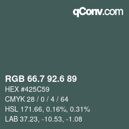 カラーコード: RGB 66.7 92.6 89 | qconv.com