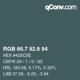 カラーコード: RGB 66.7 92.6 94 | qconv.com