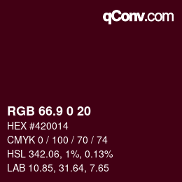 Color code: RGB 66.9 0 20 | qconv.com