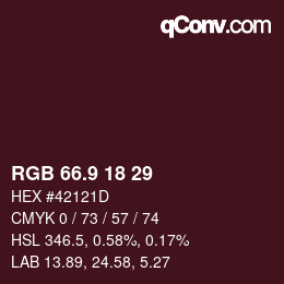 Color code: RGB 66.9 18 29 | qconv.com