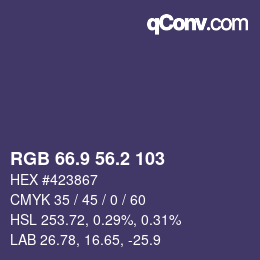 Color code: RGB 66.9 56.2 103 | qconv.com