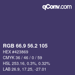 カラーコード: RGB 66.9 56.2 105 | qconv.com