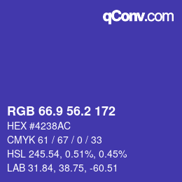 カラーコード: RGB 66.9 56.2 172 | qconv.com