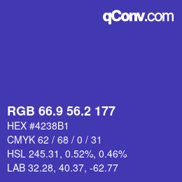 カラーコード: RGB 66.9 56.2 177 | qconv.com