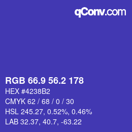 カラーコード: RGB 66.9 56.2 178 | qconv.com