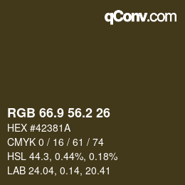 Color code: RGB 66.9 56.2 26 | qconv.com