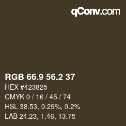 カラーコード: RGB 66.9 56.2 37 | qconv.com