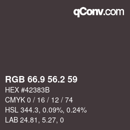カラーコード: RGB 66.9 56.2 59 | qconv.com