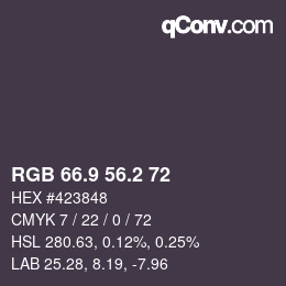 カラーコード: RGB 66.9 56.2 72 | qconv.com