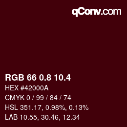 カラーコード: RGB 66 0.8 10.4 | qconv.com