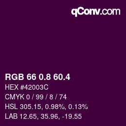 カラーコード: RGB 66 0.8 60.4 | qconv.com