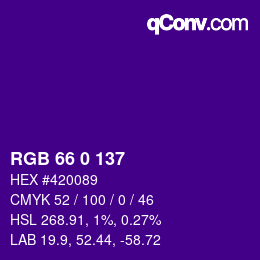 Color code: RGB 66 0 137 | qconv.com