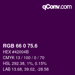 カラーコード: RGB 66 0 75.6 | qconv.com