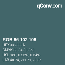 カラーコード: RGB 66 102 106 | qconv.com