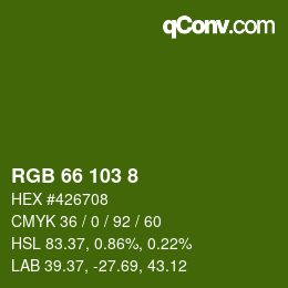 Color code: RGB 66 103 8 | qconv.com