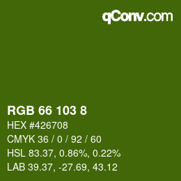 カラーコード: RGB 66 103 8 | qconv.com