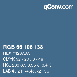 颜色代码: RGB 66 106 138 | qconv.com