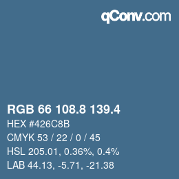 カラーコード: RGB 66 108.8 139.4 | qconv.com
