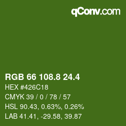 カラーコード: RGB 66 108.8 24.4 | qconv.com