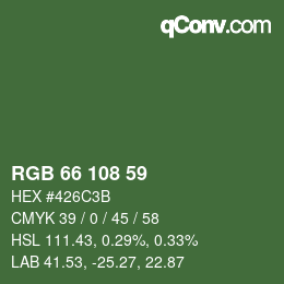 カラーコード: RGB 66 108 59 | qconv.com