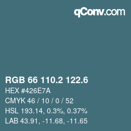 カラーコード: RGB 66 110.2 122.6 | qconv.com